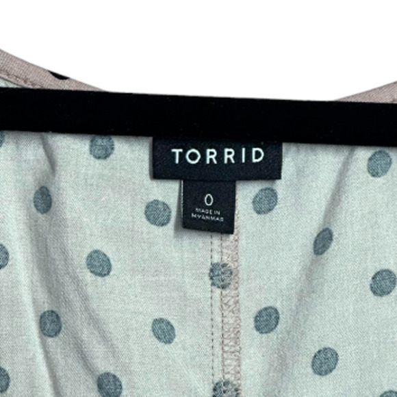 Torrid Polka Dot Mauve Pink Button Front A Line Tank Top Cinch Back Size 0 L 12 - Picture 5 of 8
